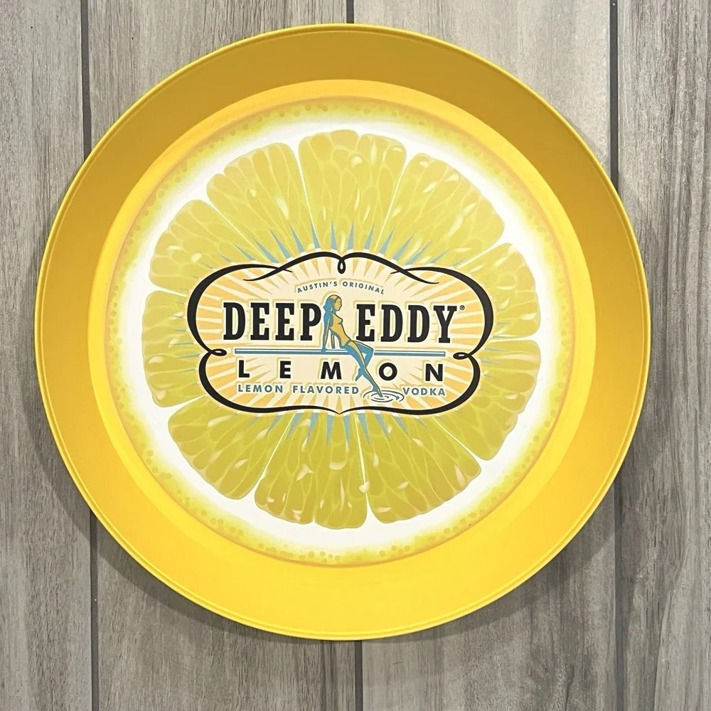 Deep Eddy Lemon Vodka Serving Tray Unisex Yellow Excellent Plastic Barware 13in